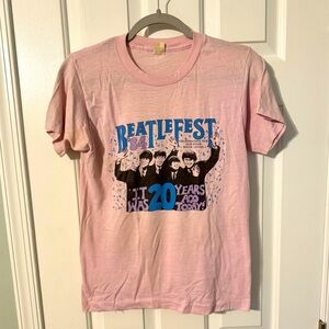 Vintage 1984 The Beatles Beatlefest 20 Year Anniversary Pink T Shirt Medium